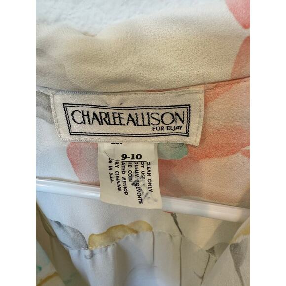 Vintage 80s Charlee‎ Allison Floral Dress 9-10 - Picture 3 of 8